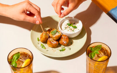 Polpette di merluzzo con crema al Grana Padano DOP e limonata al basilico