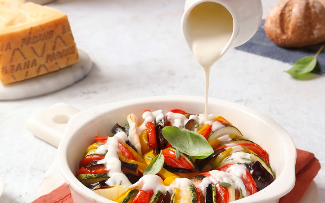 Ratatouille di verdure estive con crema al Grana Padano DOP